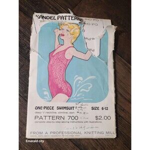 Vtg Kandel Knits Vintage Sewing Pattern 700 One - Piece Knit Swimsuit - Sz 6-12